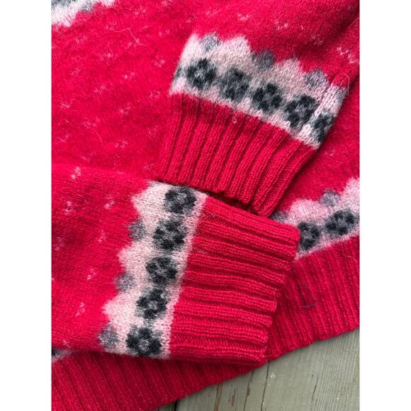 vintage WOOLRICH mallard ducks red sweater sz s wool hunting equestrian knit - Picture 15 of 16